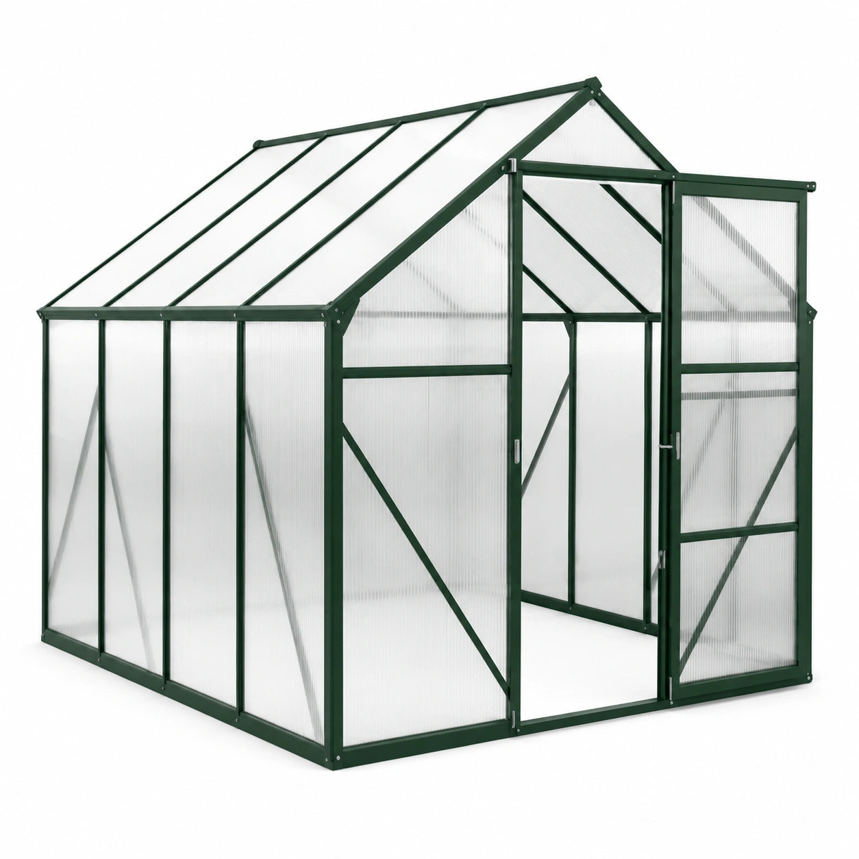 Serre en aluminium et polycarbonate alvéolaire vert 250x190x195 cm