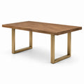 Table à manger en bois et métal avec pieds dorés 180x90x75 cm