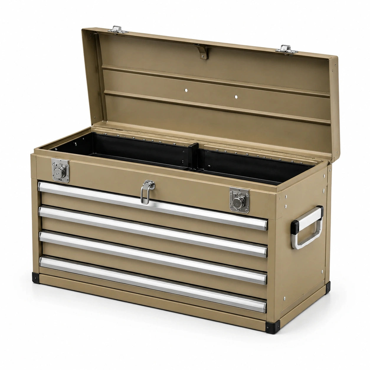 Boîte à outils métallique à 4 tiroirs beige
