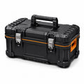 Boîte à outils en plastique avec clips métalliques noir et orange 60 cm