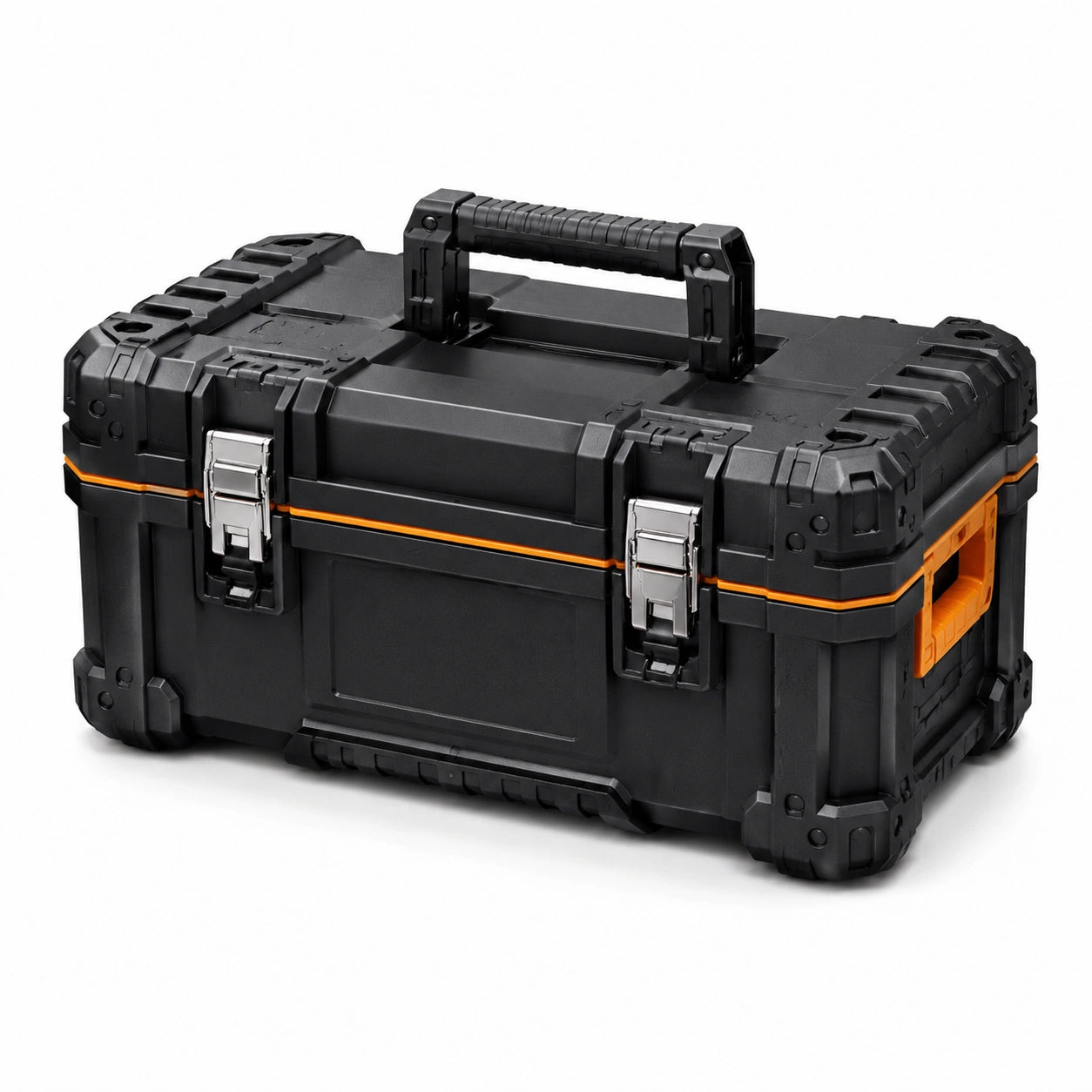 Boîte à outils en plastique avec clips métalliques noir et orange 60 cm