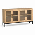 Buffet en bois avec portes en verre strié 180x40x90 cm