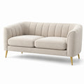 Canapé 3 places en tissu polyester beige avec pieds en métal doré