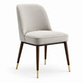 Chaise en bois avec tissu polyester beige et accents dorés