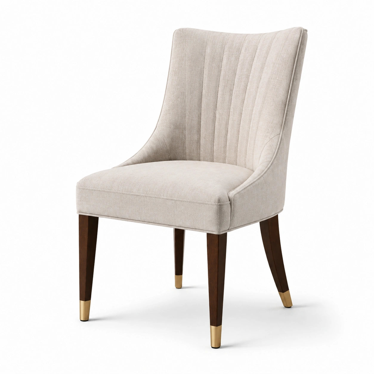 Chaise en bois avec revêtement en tissu polyester beige