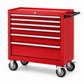 Chariot à outils en acier rouge avec 6 tiroirs