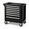 Chariot à outils en métal noir avec 7 tiroirs et roulettes