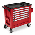 Chariot d'outils en métal avec 6 tiroirs rouge