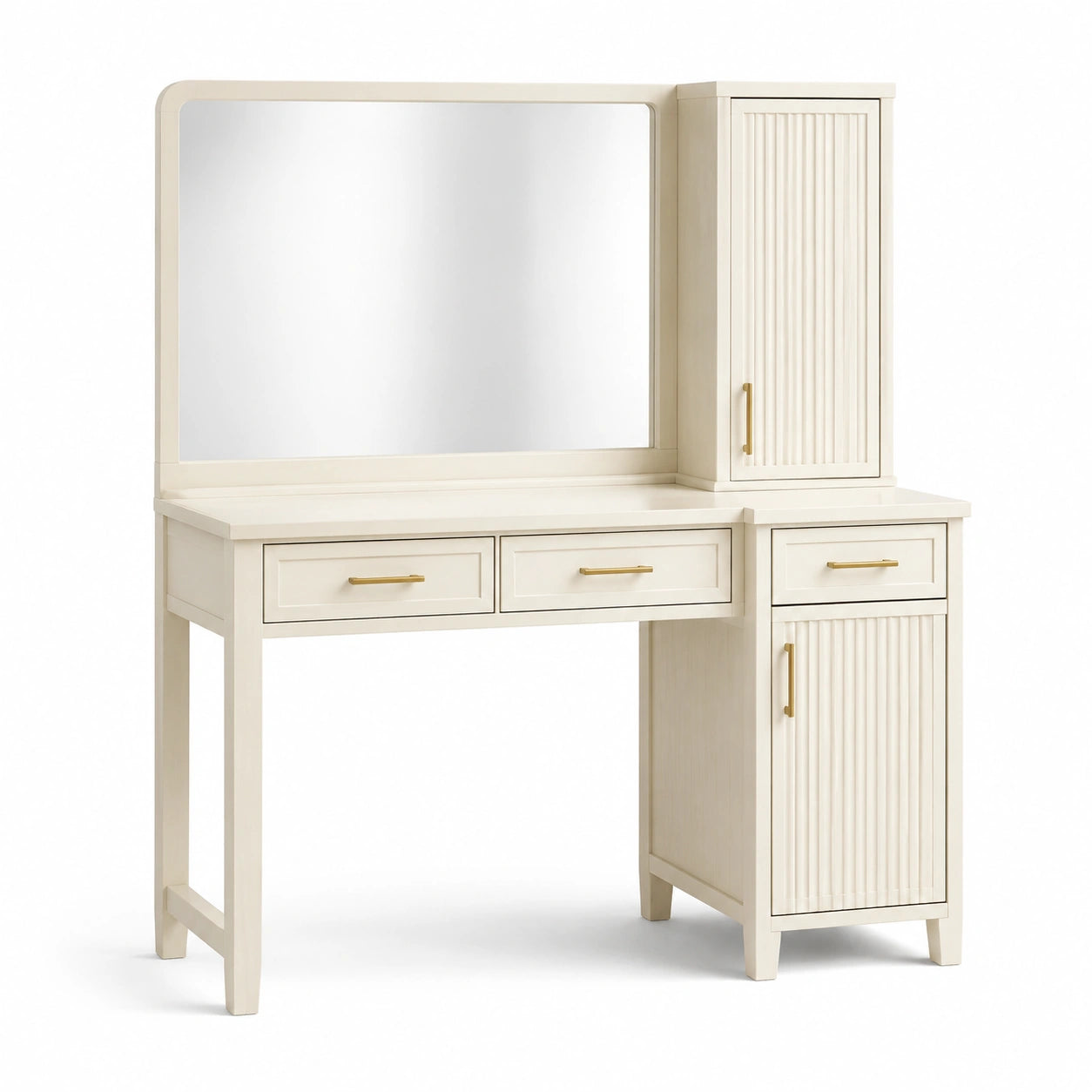 Coiffeuse en bois avec miroir et rangements