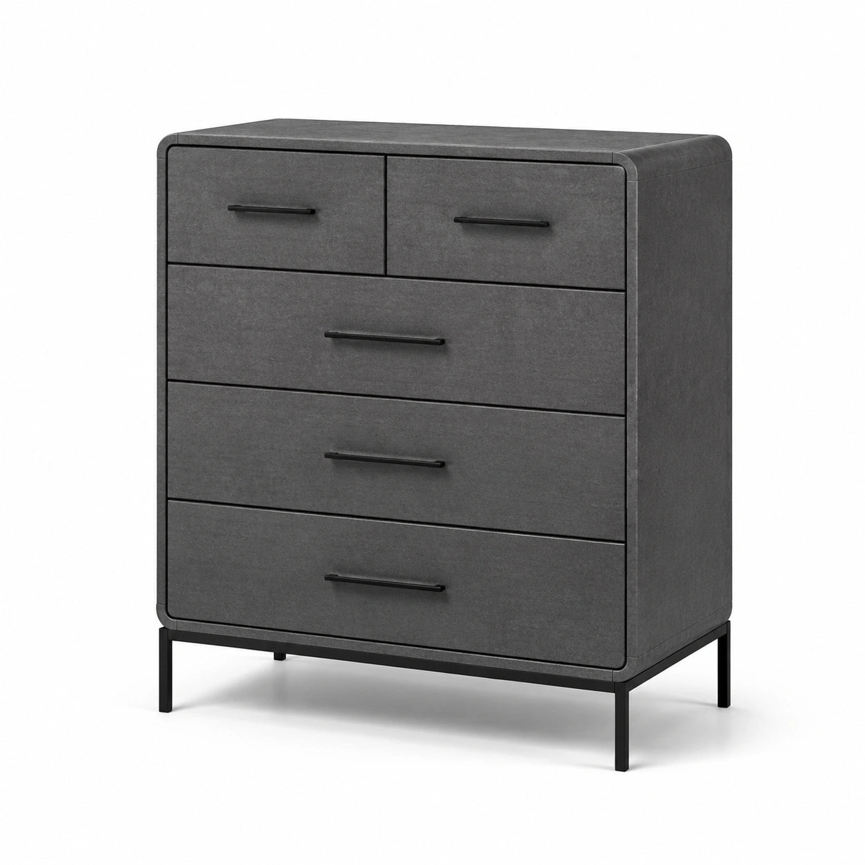 Commode en bois et métal gris foncé 90x40x100 cm