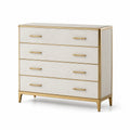 Commode 4 tiroirs en bois MDF et métal doré