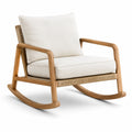Chaise berçante en bois de chêne et polyester blanc