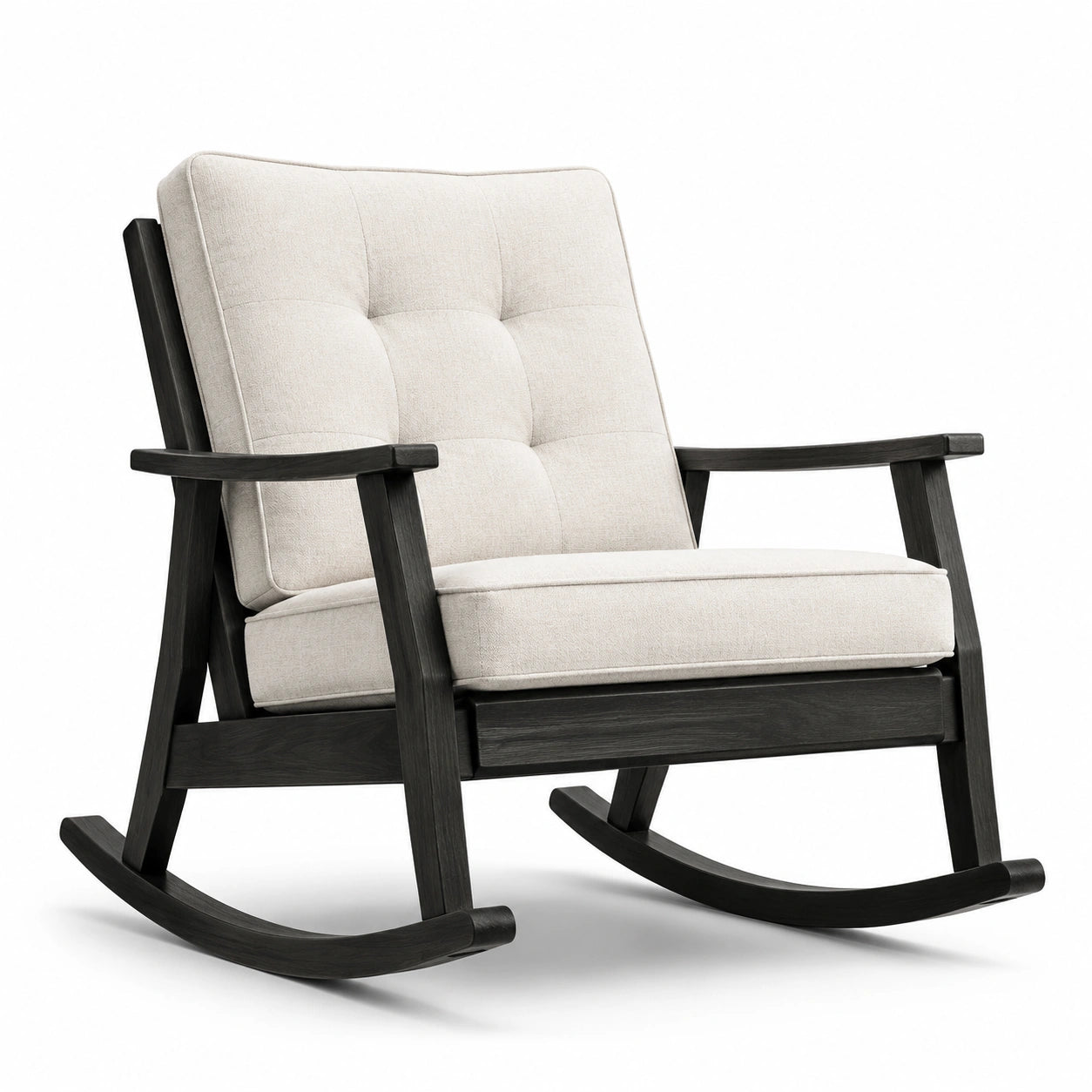 Fauteuil à bascule en bois et polyester beige